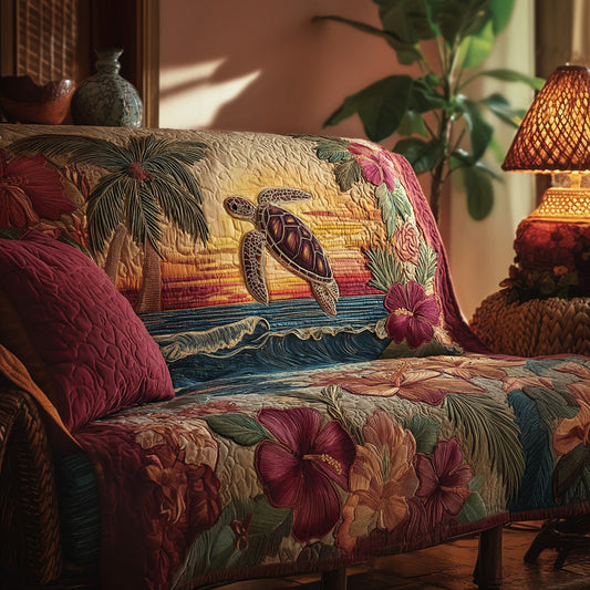 Sunset Reef Turtle Quilted Sofa Cover NCU0VL3012