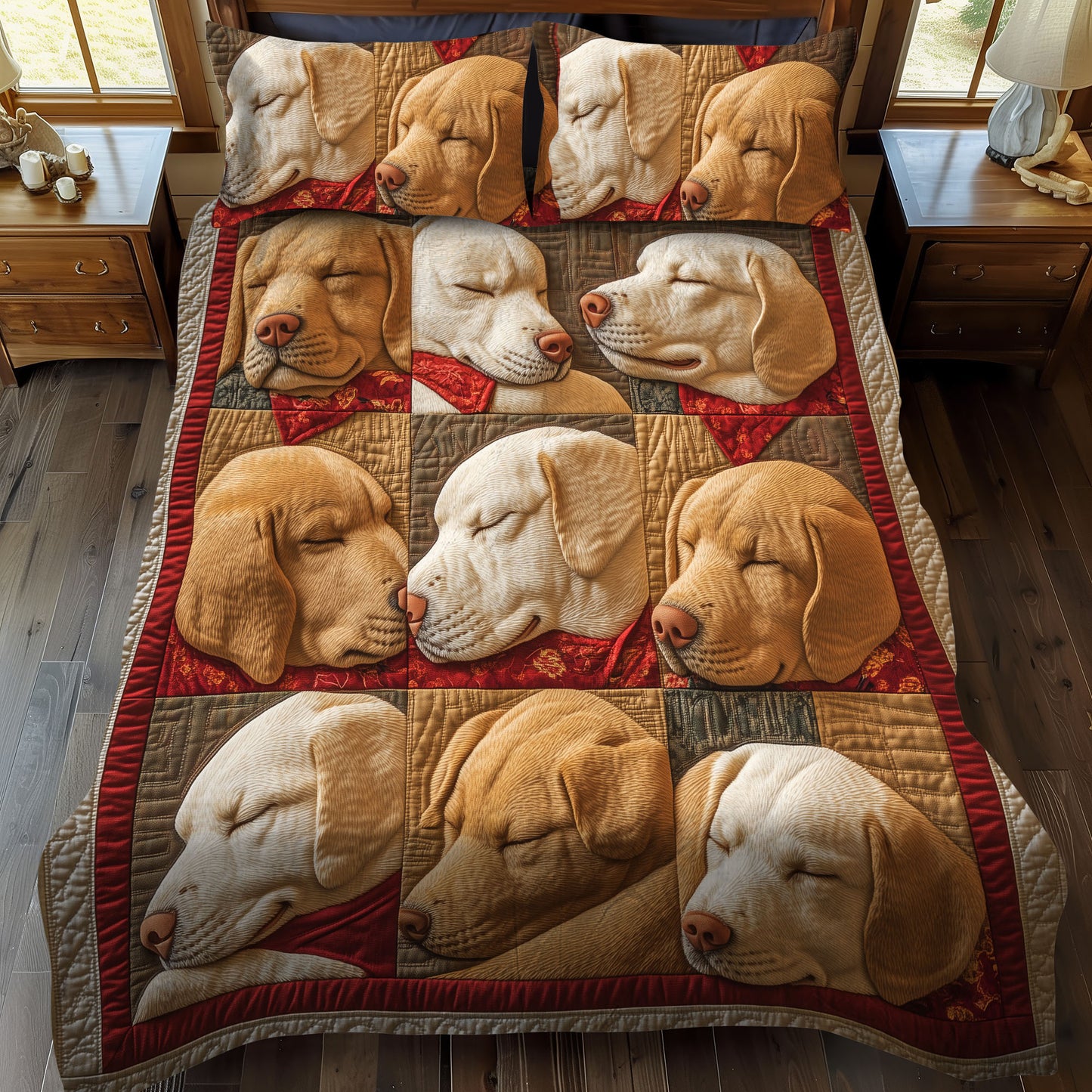 Sunset Retriever 3-Piece Quilted Bedding Set NCU0DK1347