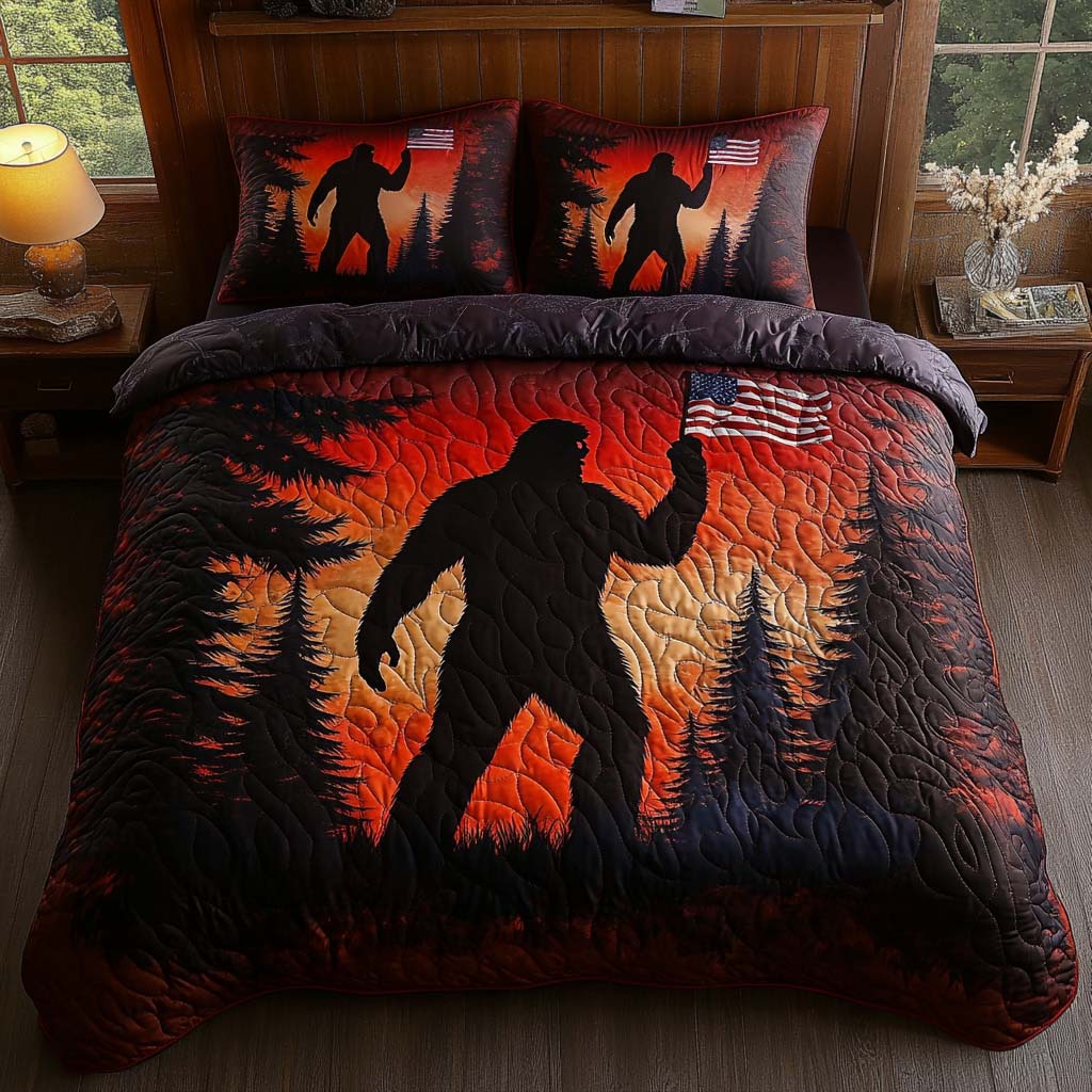 Sunset Sasquatch 3-Piece Quilted Bedding Set NCU0NT8017