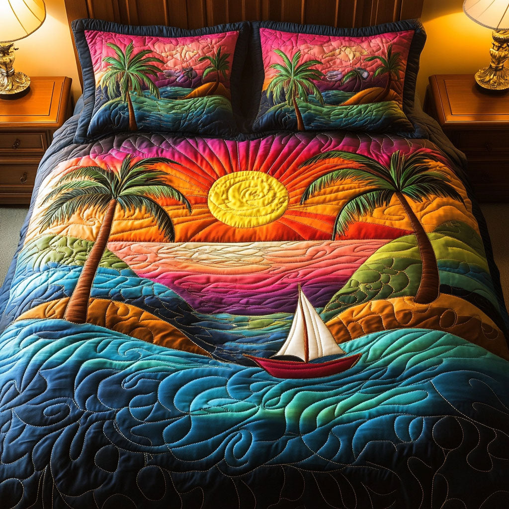 Sunset Serenity 3-Piece Quilted Bedding Set NCU0NT5562