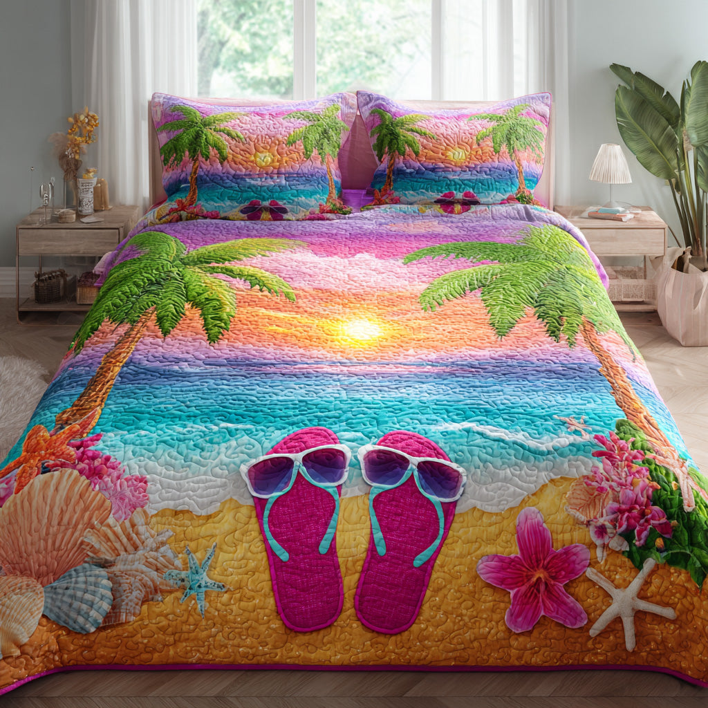 Sunset Shore 3-Piece Quilted Bedding Set NCU0VL3461