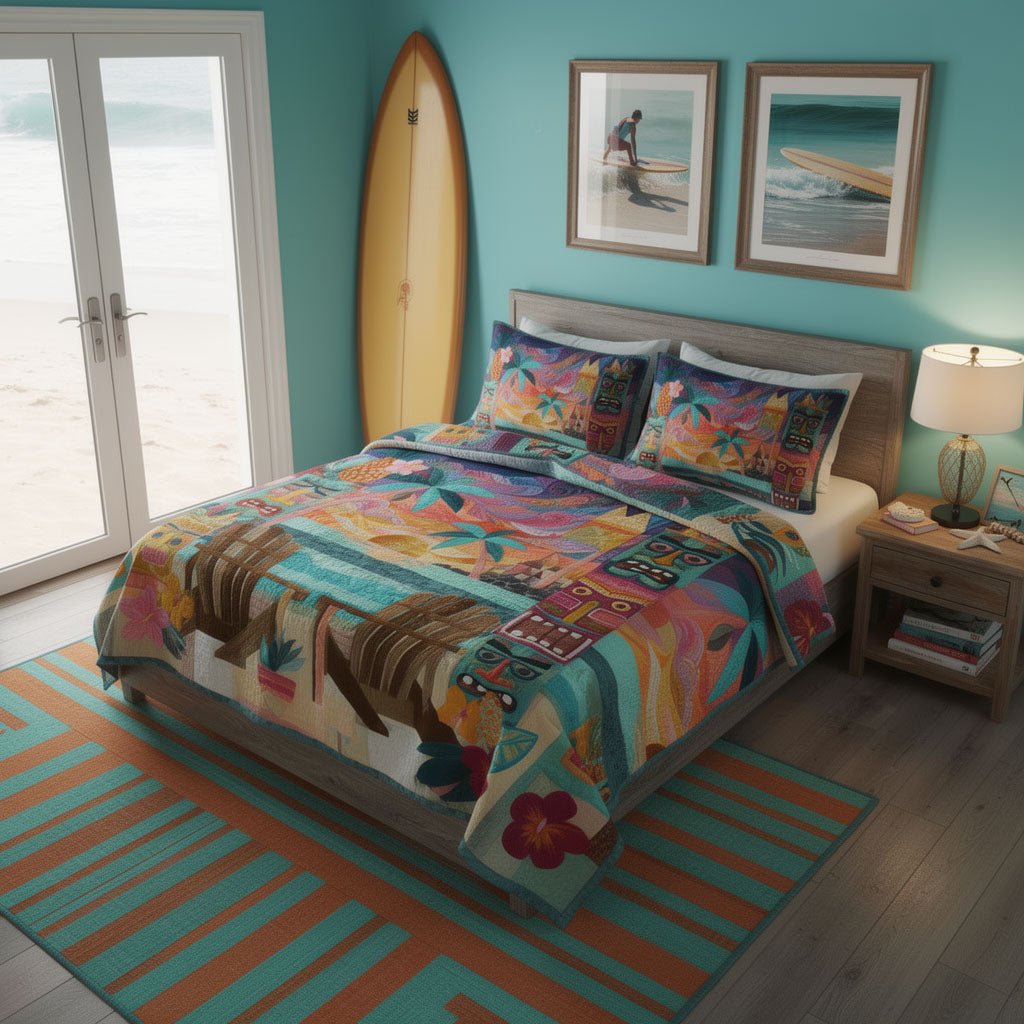 Sunset Shoreline 3-Piece Quilted Bedding Set NCU0PT11705