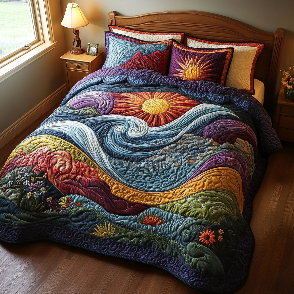 Sunset Shores 3-Piece Quilted Bedding Set NCU0PT5114