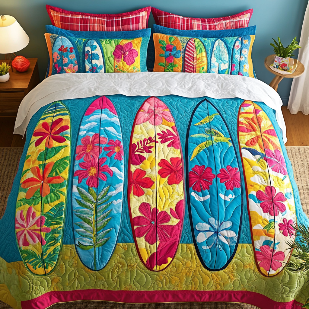 Sunset Shredder 3-Piece Quilted Bedding Set NCU0DK5873