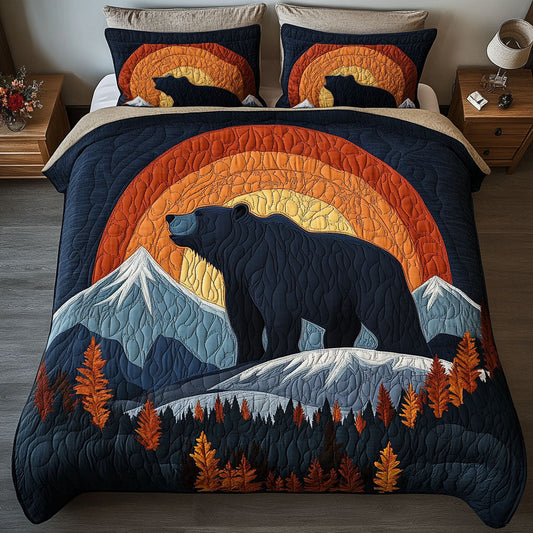 Sunset Silhouette Bear 3-Piece Quilted Bedding Set NCU0NT3063