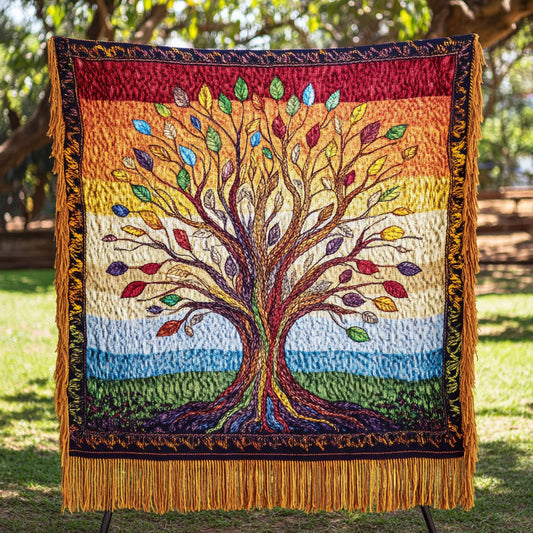 Sunset Spectrum Tree Woven Sofa Blanket NCU0NT4783