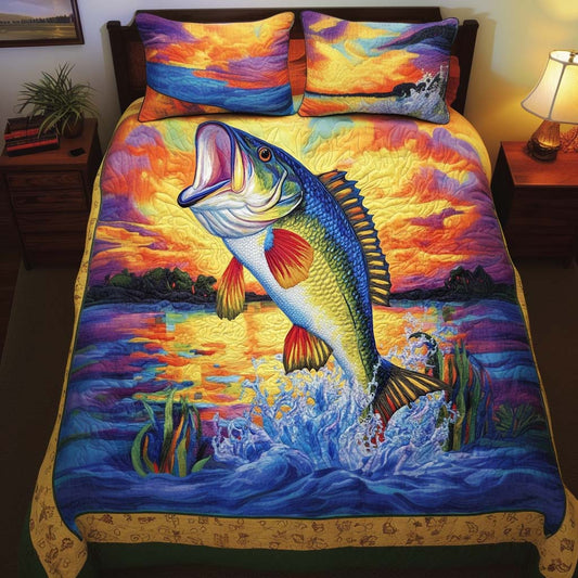Sunset Splash 3-Piece Quilted Bedding Set NCU0NT7194