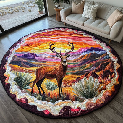 Sunset Stag Quilted Round Mat NCU0PT5513