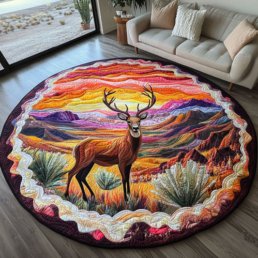 Sunset Stag Quilted Round Mat NCU0PT5513
