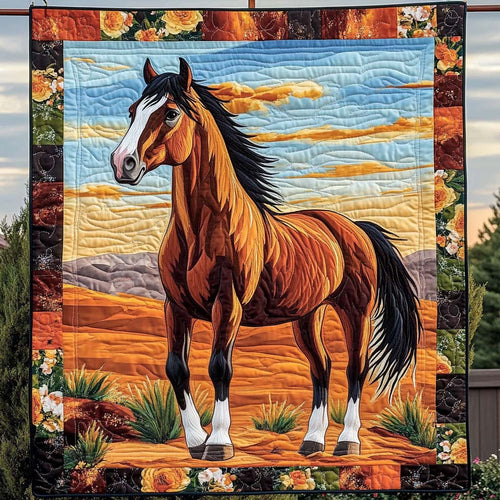 Sunset Stallion Quilted Blanket NCU0NT1928