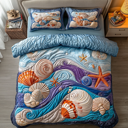Sunset Surf 3-Piece Quilted Bedding Set NCU0VH3360