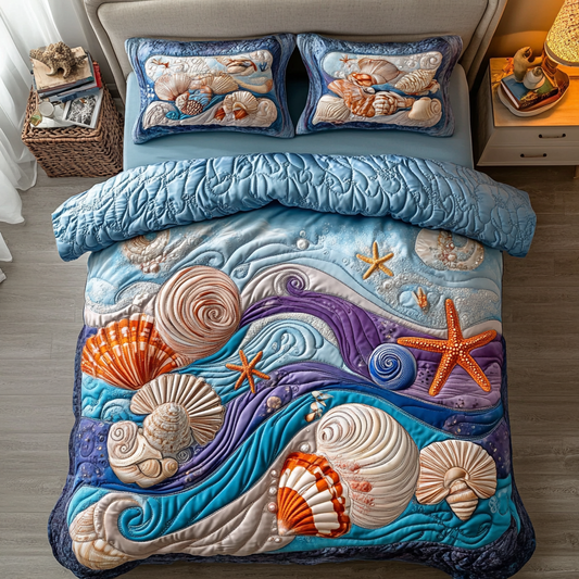 Sunset Surf 3-Piece Quilted Bedding Set NCU0VH3360