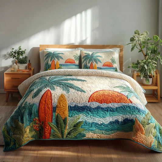 Sunset Surf 3-Piece Quilted Bedding Set NCU0VL3446