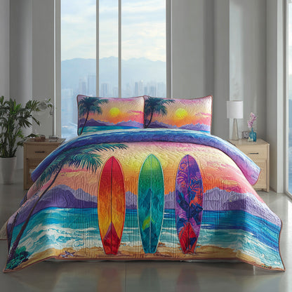 Sunset Surf 3-Piece Quilted Bedding Set NCU0VL3537