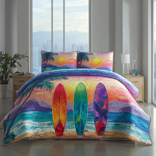 Sunset Surf 3-Piece Quilted Bedding Set NCU0VL3537