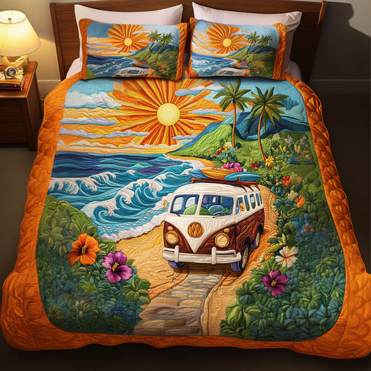 Sunset Surf Adventure 3-Piece Quilted Bedding Set NCU0PT6015