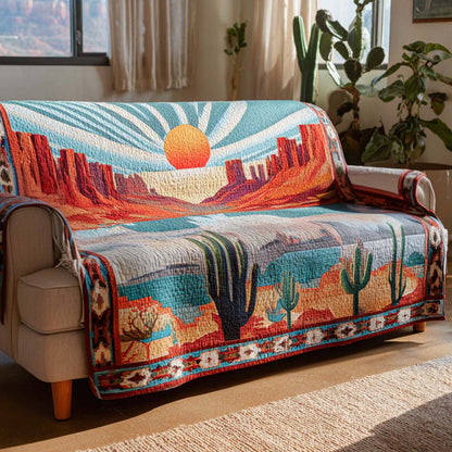 Sunset Trail Cowboy Quilted Sofa Cover NCU0XD1834
