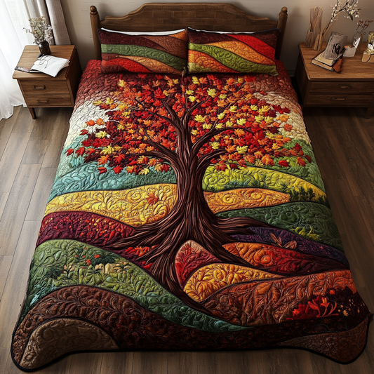 Sunset Tree 3-Piece Quilted Bedding Set NCU0DK9675