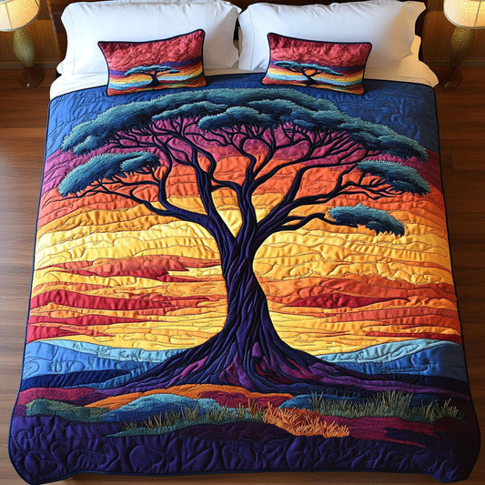 Sunset Tree 3-Piece Quilted Bedding Set NCU0NT4451