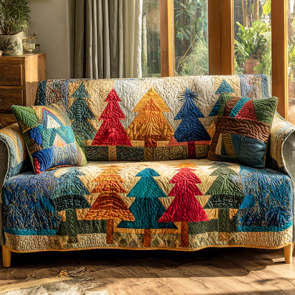 Sunset Tree Patchwork Quilted Sofa Cover NCU0XD1924
