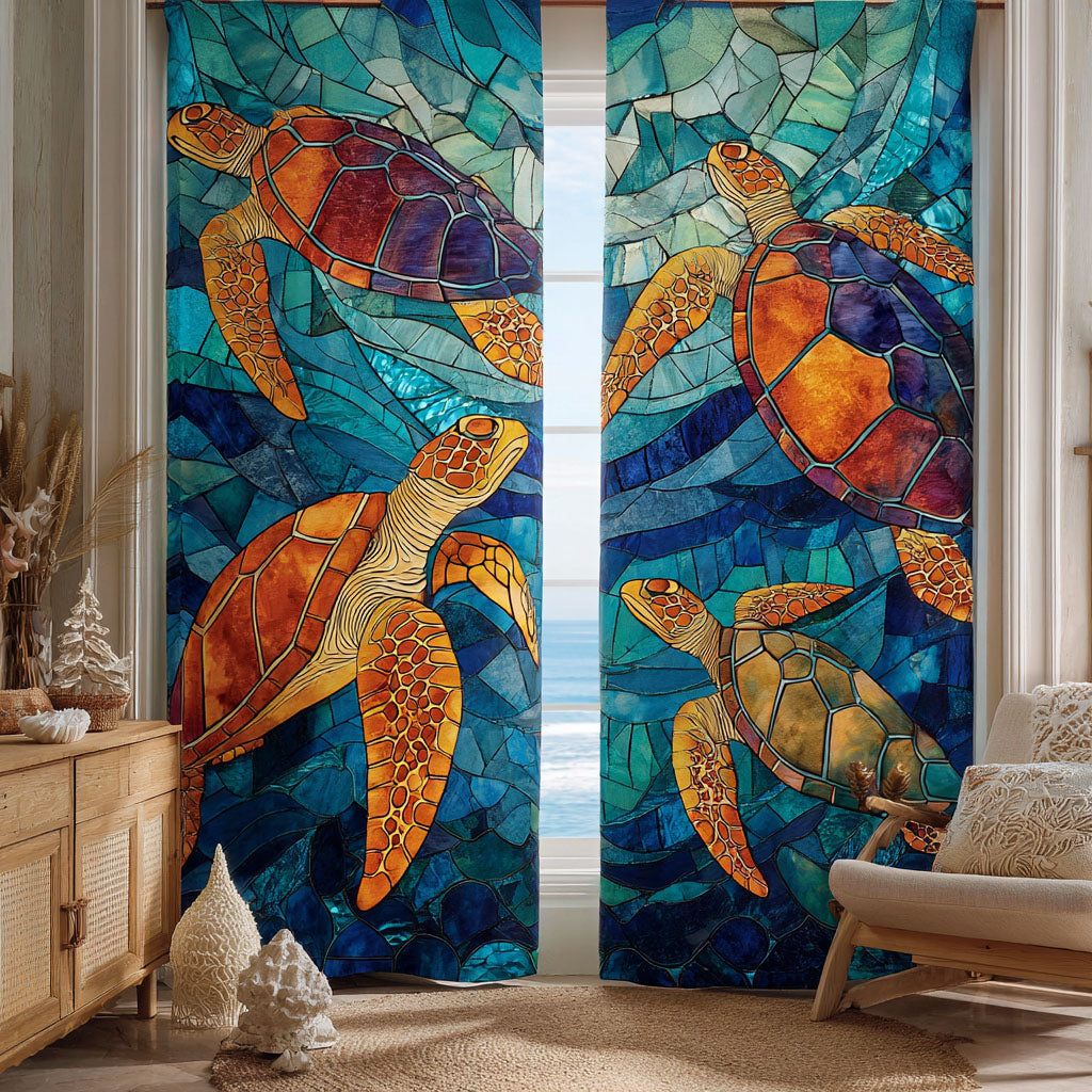 Sunset Turtle Dance Quilted Curtains NCU0TV972