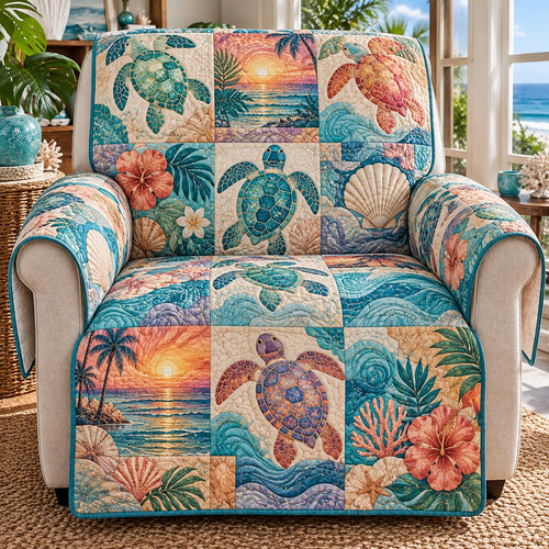 Sunset Turtle Paradise Quilted Sofa Cover NCU0DV10437