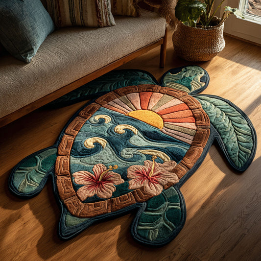 Sunset Turtle Waves Custom Shape Area Rug NCU0NT12609
