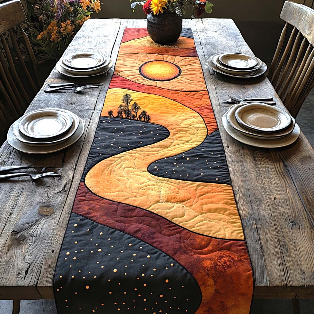 Sunset Valley Path Quilted Table Runner NCU0XD171