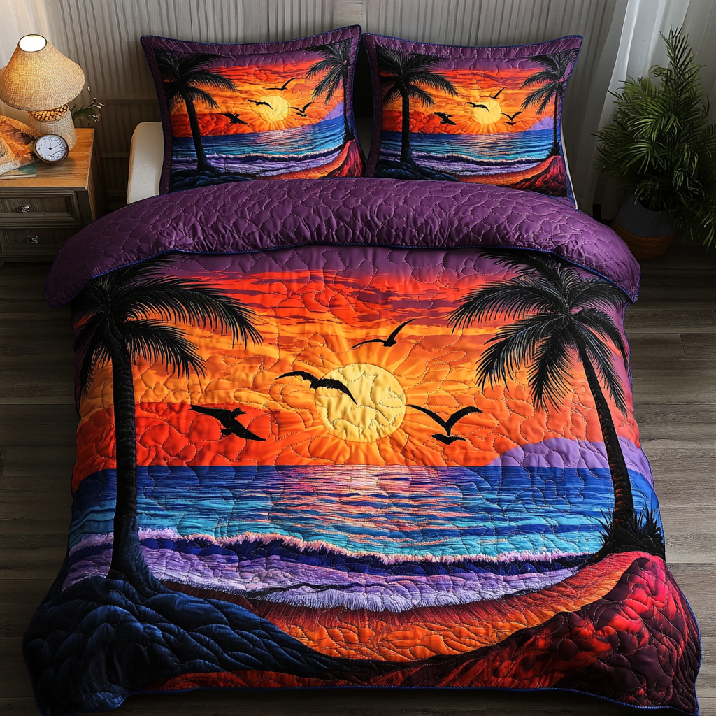 Sunset Vibes 3-Piece Quilted Bedding Set NCU0DK6774