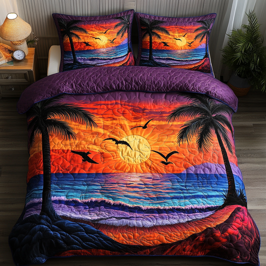 Sunset Vibes 3-Piece Quilted Bedding Set NCU0DK6774