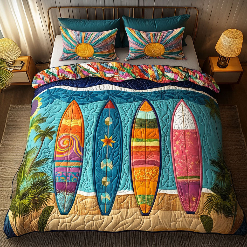 Sunset Vibes 3-Piece Quilted Bedding Set NCU0NT5278