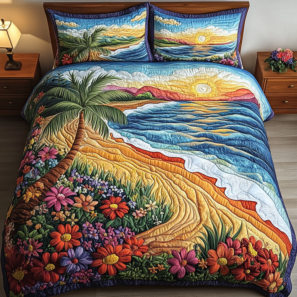 Sunset Vibes 3-Piece Quilted Bedding Set NCU0VL1964