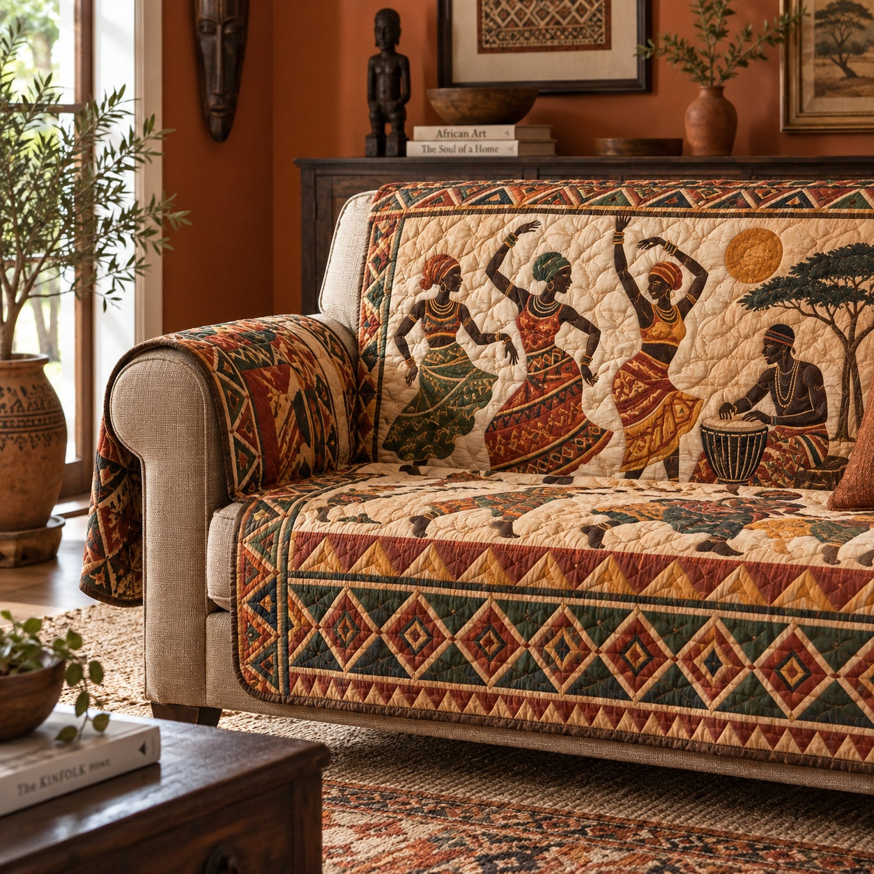 Sunset Village Rhythm Quilted Sofa Cover NCU0VL4008