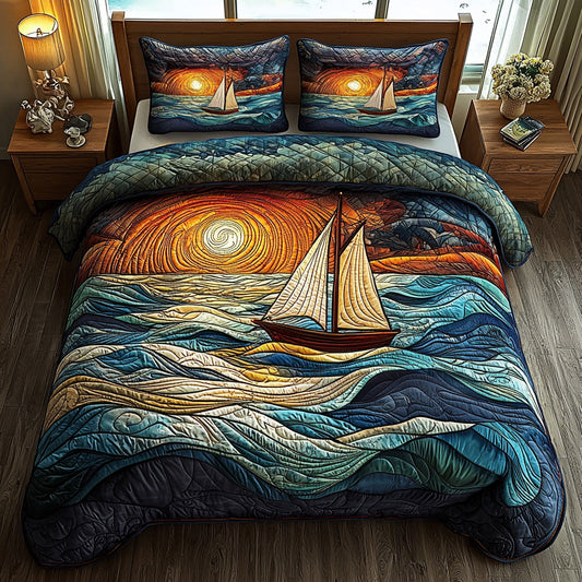 Sunset Voyage 3-Piece Quilted Bedding Set NCU0DV6829