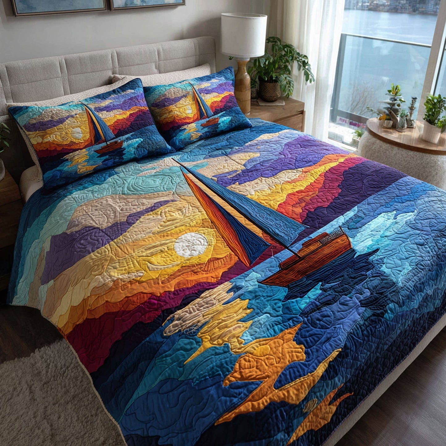 Sunset Voyage 3-Piece Quilted Bedding Set NCU0TV019