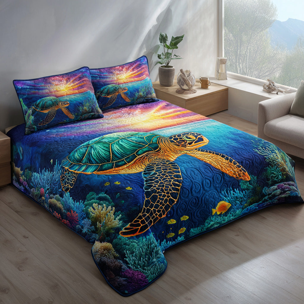 Sunset Voyager 3-Piece Quilted Bedding Set NCU0VL3162