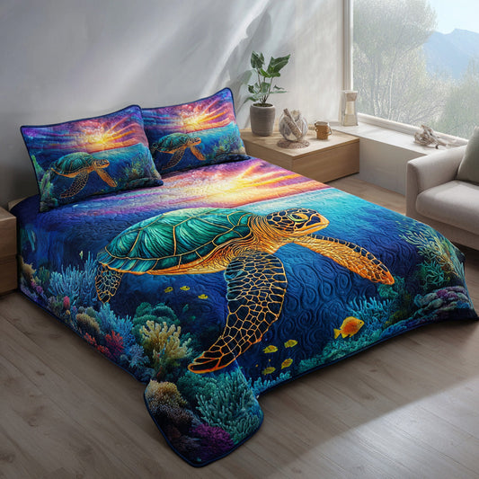 Sunset Voyager 3-Piece Quilted Bedding Set NCU0VL3162