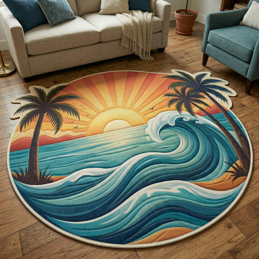 Sunset Wave Horizon Custom Shape Area Rug NCU0NT12627