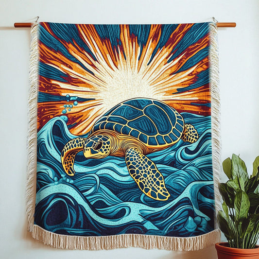 Sunset Wave Turtle Woven Sofa Blanket NCU0NT4772