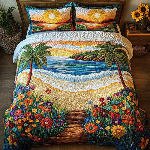 Sunset Waves 3-Piece Quilted Bedding Set NCU0VL1779