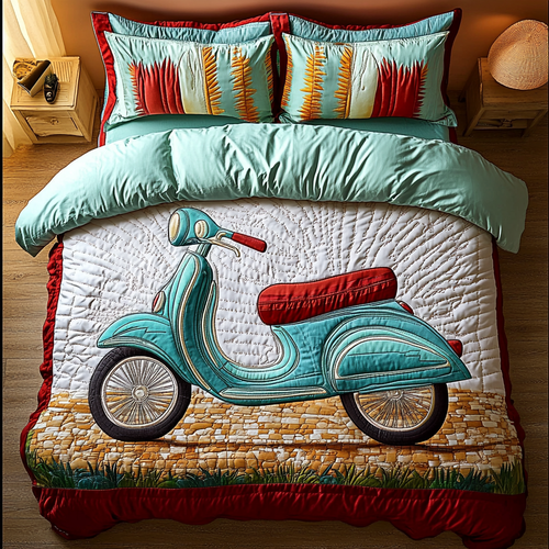 Sunset Wheels 3-Piece Quilted Bedding Set NCU0DK6151
