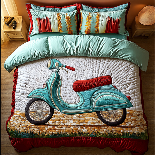 Sunset Wheels 3-Piece Quilted Bedding Set NCU0DK6151