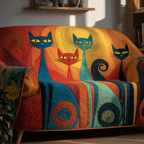 Sunset Whiskers Quilted Sofa Cover NCU0VL3019