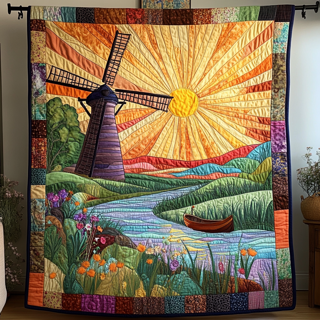 Sunset Windmill Quilted Blanket NCU0DK5744