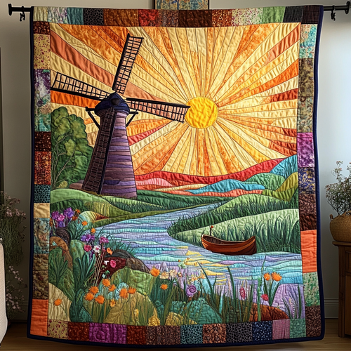 Sunset Windmill Quilted Blanket NCU0DK5744