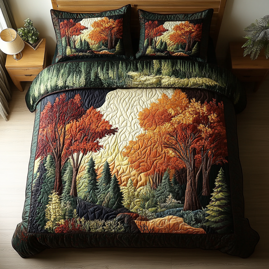 Sunset Woods 3-Piece Quilted Bedding Set NCU0DK8653