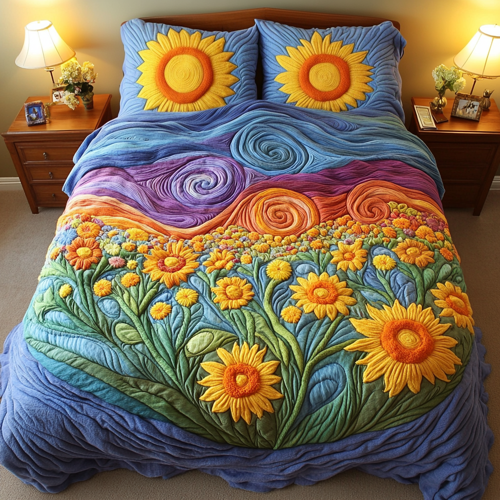 Sunshine Bloom 3-Piece Quilted Bedding Set NCU0VH4544