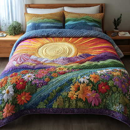Sunshine Bloom 3-Piece Quilted Bedding Set NCU0VH5755