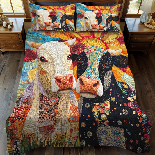 Sunshine Cows 3-Piece Quilted Bedding Set NCU0VH1485