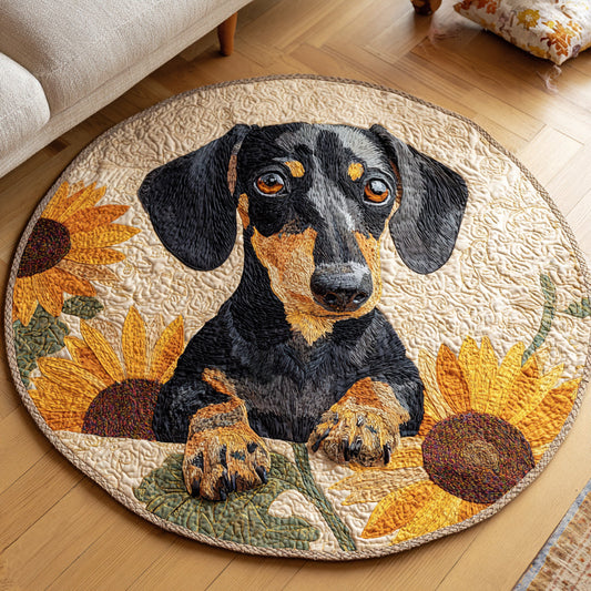 Sunshine Dachshund Quilted Round Mat NCU0HH205